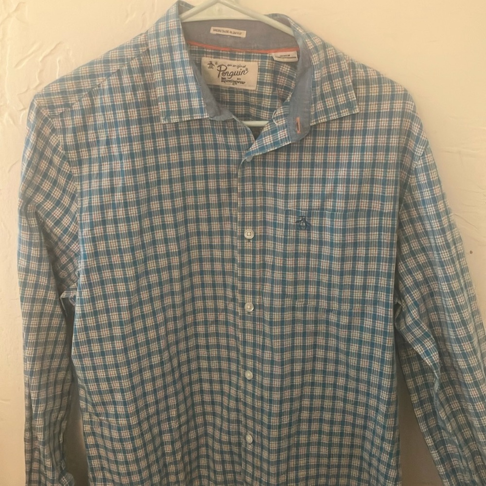 Plaid Blue and White Men's Casual Shirt